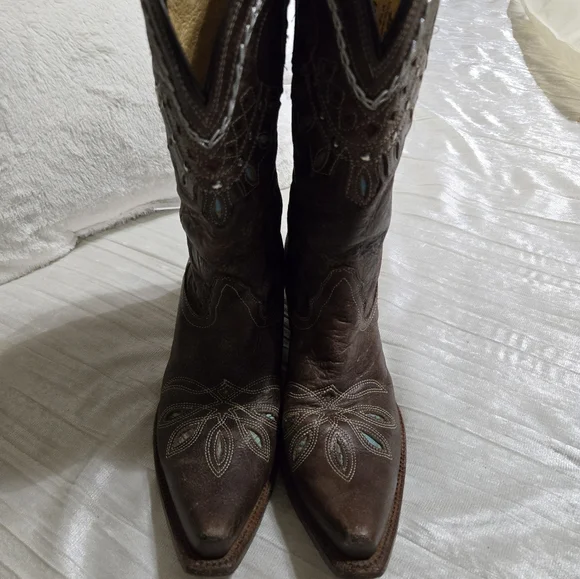 TONY LAMA WOMEN'S CHOCOLATE RANCHO SNIP TOE WESTERN BOOTS Size 8 EUC! - Picture 10 of 12